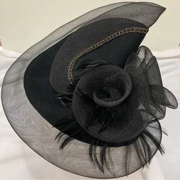 Accessories | Black Wool Vintage Kentucky Derby Hat Sheer  display picture 3
